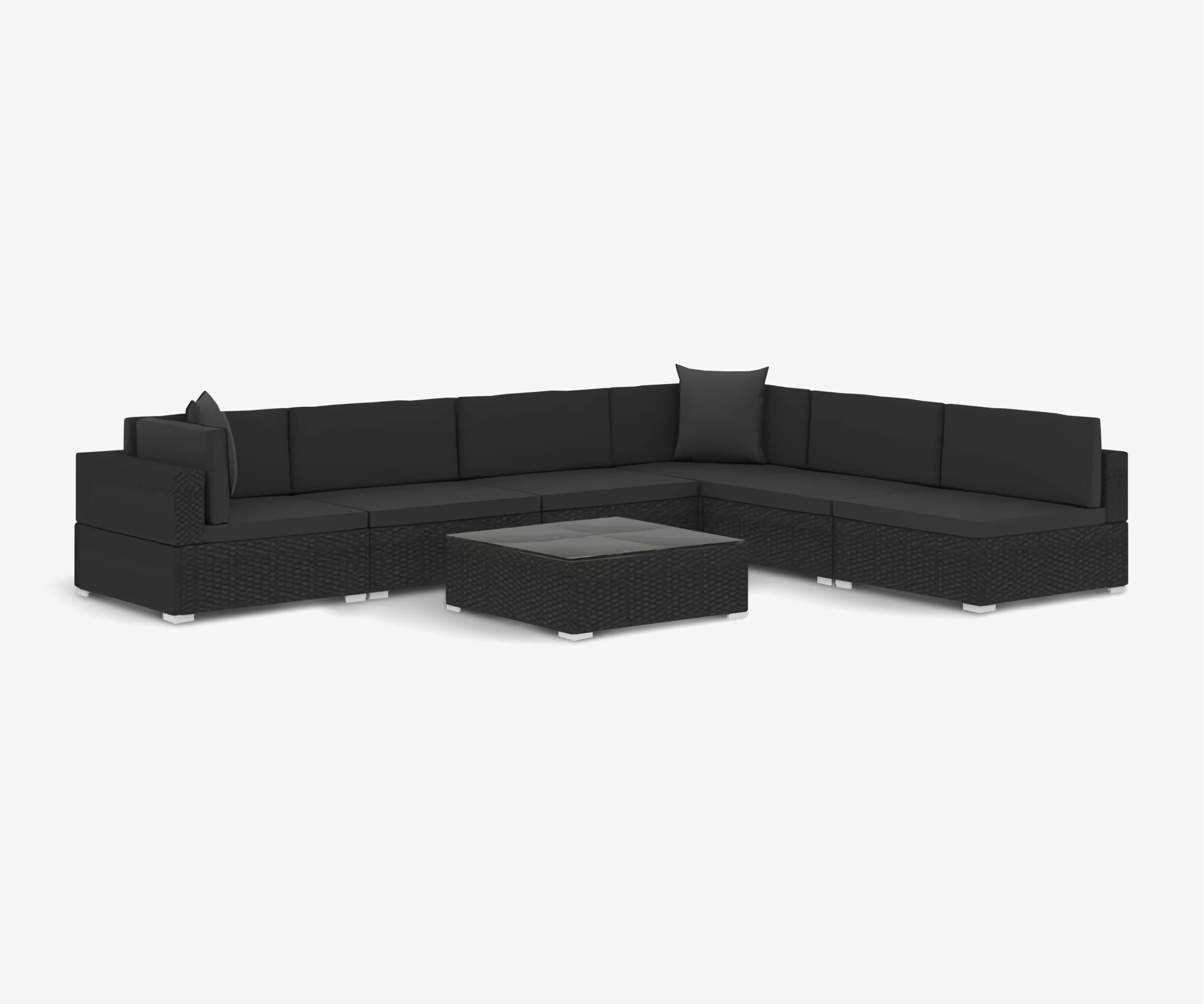 Black Rattan Patio Lounge Set - Image 9