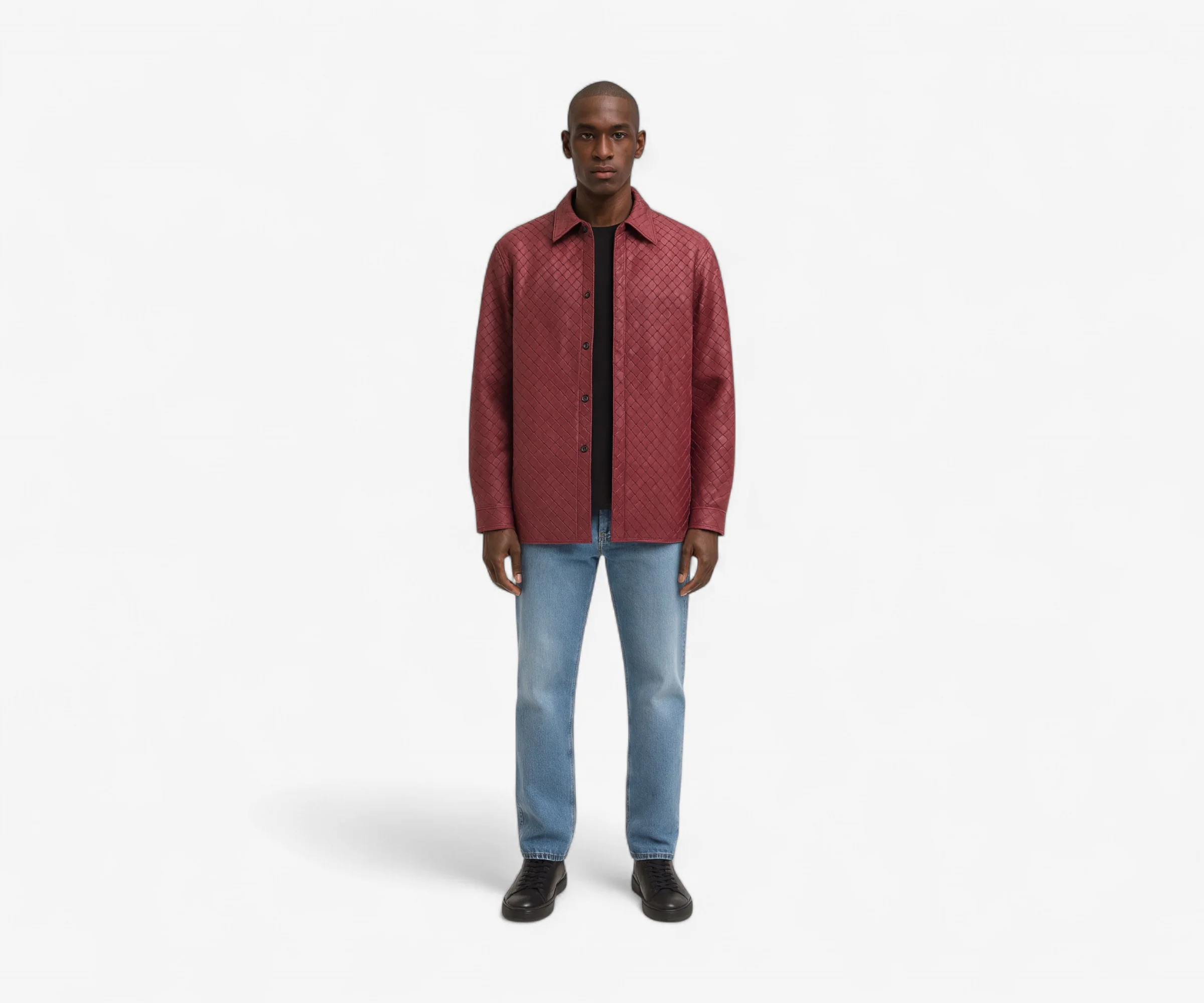 Woven Italian Leather Overshirt - Image 4